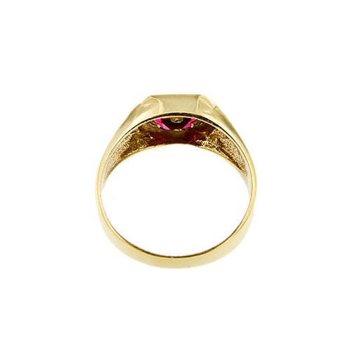 Bague Bague pour homme en or jaune avec pierre rouge 58 Facettes 35623