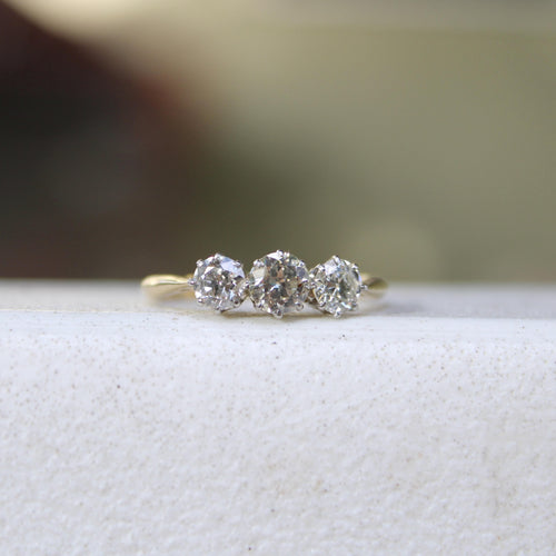 Bague 58 Bague Art Déco en or jaune et platine avec diamant taille européenne ancienne 58 Facettes A2003U