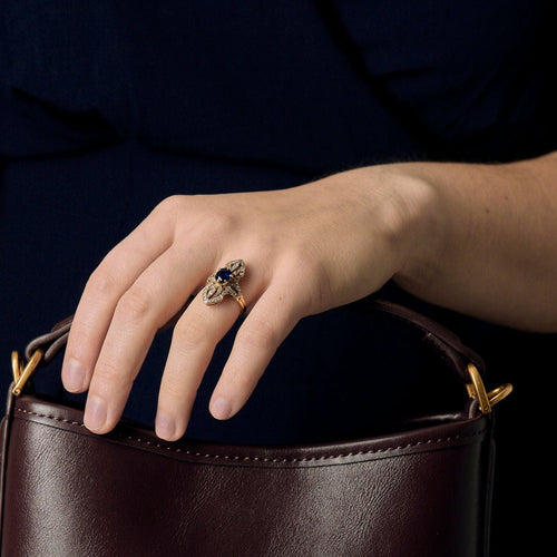 Bague 49 Bague en or jaune, saphir et diamants 58 Facettes SBR1999