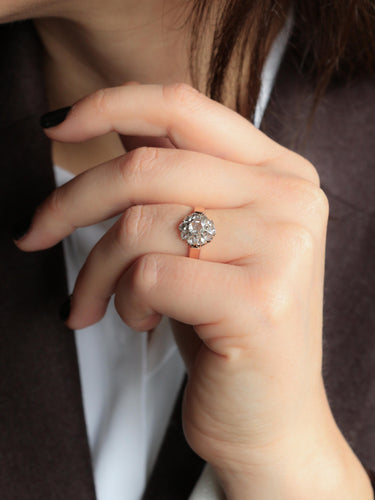 Bague 58 Bague marguerite or rose diamants taille rose 0.7 carat 58 Facettes 1090.4