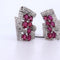 Boucles d'oreilles Boucles d'oreilles en platine et or jaune serties de rubis et de diamants 58 Facettes