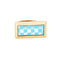 Bague 54 Bague damier en or jaune incrustée de turquoise 58 Facettes G13964