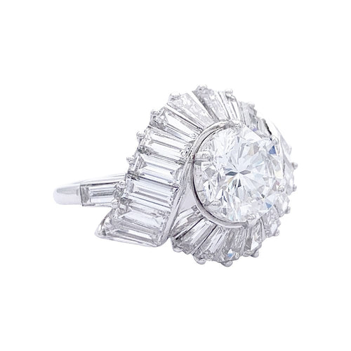 Bague 56 Bague platine diamant 2,51 ct entourage baguette. 58 Facettes 32596
