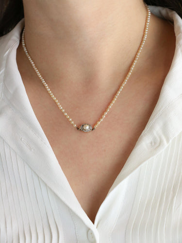 Collier Collier de perles fines fermoir or jaune diamants taille rose 58 Facettes 507