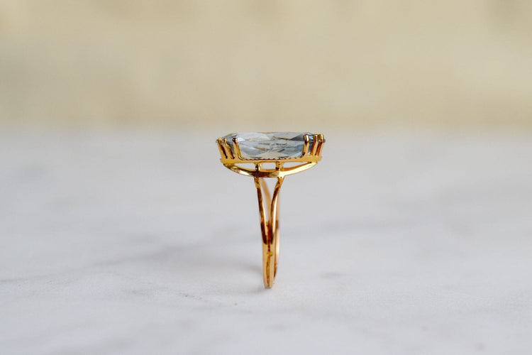 Bague 53 Bague Vintage Navette Aigue-Marine 58 Facettes 3732