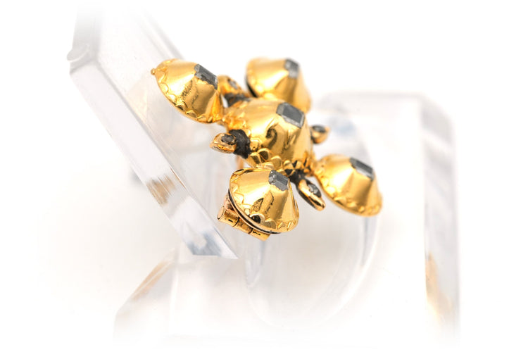 Broche Broche Napoléon III or jaune diamants taille rose 58 Facettes 13962