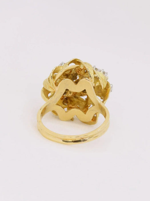 Bague 58 Bague dome fleur or jaune diamants 58 Facettes J604