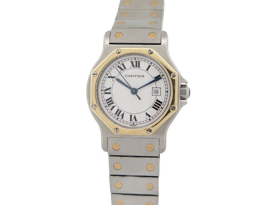 Montre vintage montre CARTIER santos octogonale ronde gm or & acier automatique 58 Facettes 263463