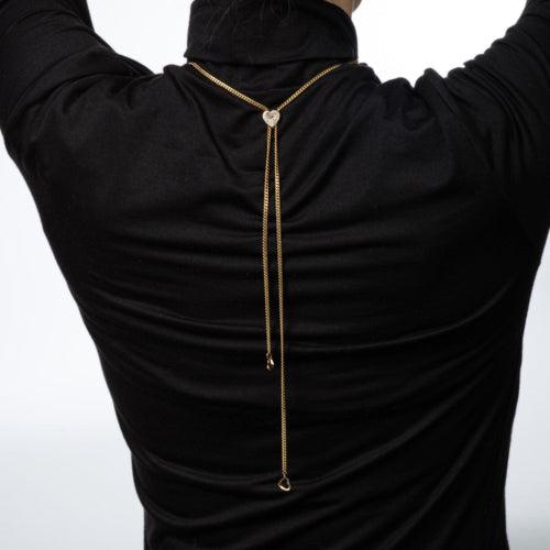 Collier Collier coulissant vintage en or jaune avec chaîne gourmette en forme de cœur 58 Facettes G13977