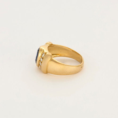 Bague 51,5 Bague or jaune, saphir et diamants 58 Facettes ROM1090