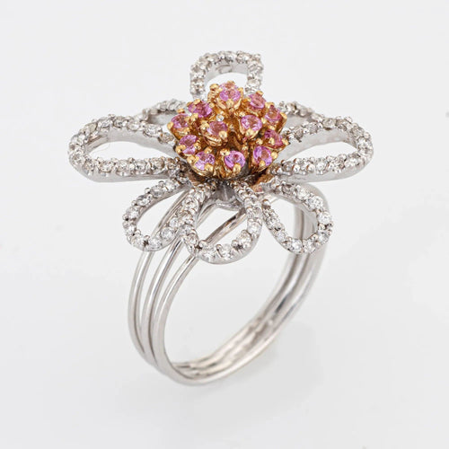 Bague 53.5 Bague Fleur Topaze Rose Diamant 58 Facettes G11820