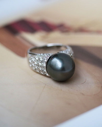 Bague 49.5 Bague Dôme Perle de Tahiti et Diamants 58 Facettes A11459
