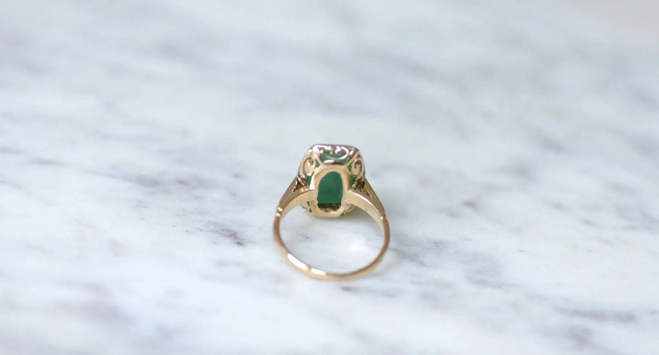Bague 54 Bague Art Deco Chrysoprase Diamants 58 Facettes