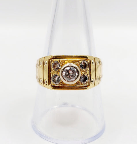 Bague 60 Bague chevalière Art Déco or jaune et diamants 58 Facettes A06309