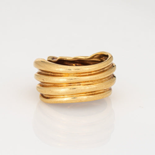 Bague 52 Bague dôme cannelée vintage en or jaune 58 Facettes G14091