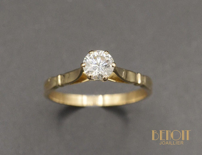 Bague 52 Solitaire Vintage Diamant Or Jaune 58 Facettes A10368