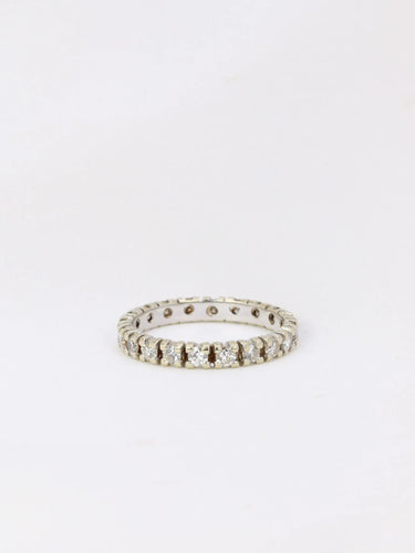 Bague 54.5 Alliance américaine en or blanc et diamants 1 ct 58 Facettes J57