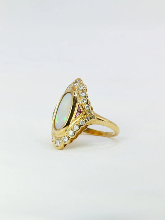 Bague 53 Bague marquise or jaune opale diamants 58 Facettes J393