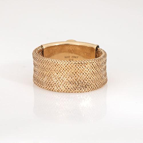 Bague 46 Bague en or jaune 14 carats avec bande flexible turquoise et maille fine, tailles 6,5 à 10 58 Facettes G13916