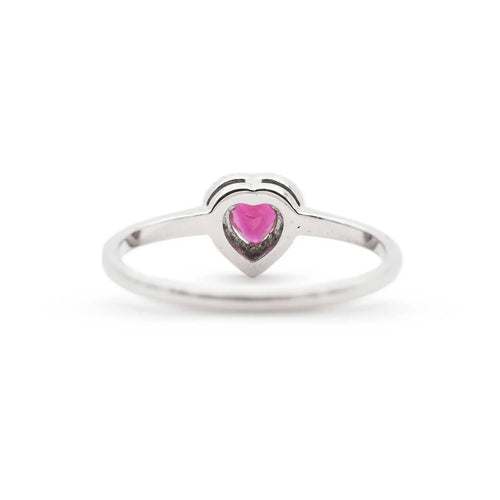 Bague 52 Bague avec rubis coeur ct 0,22 et diamants environnants 58 Facettes