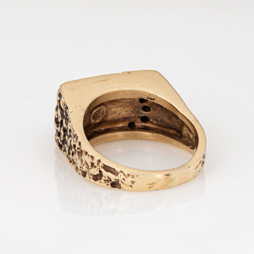 Bague 59 Bague vintage en or jaune 14 carats avec diamants, croissant de lune, étoile et saphir 58 Facettes G13899