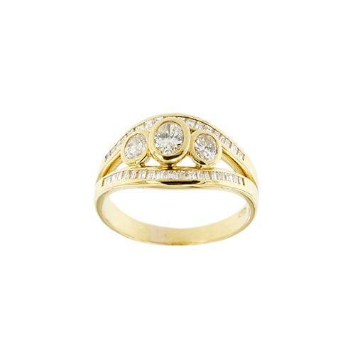 Bague Bague trilogie en or jaune sertie de diamants de 1,17 ct 58 Facettes 33607