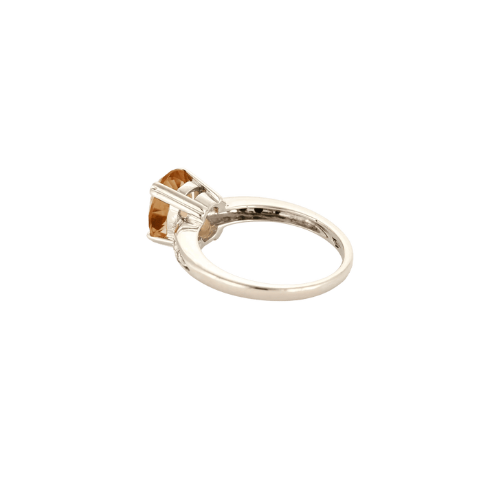 Bague 57 BAGUE CITRINE OR BLANC & DIAMANTS. 58 Facettes BO/240004