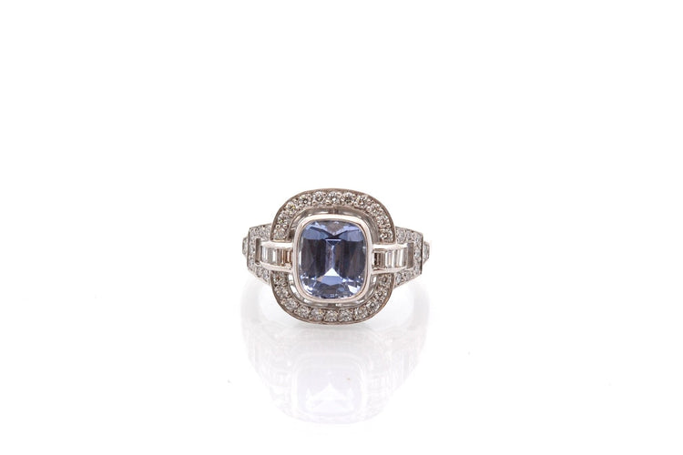 Bague 53 Bague vintage saphir de 3,46cts et diamants 58 Facettes 25831-27264