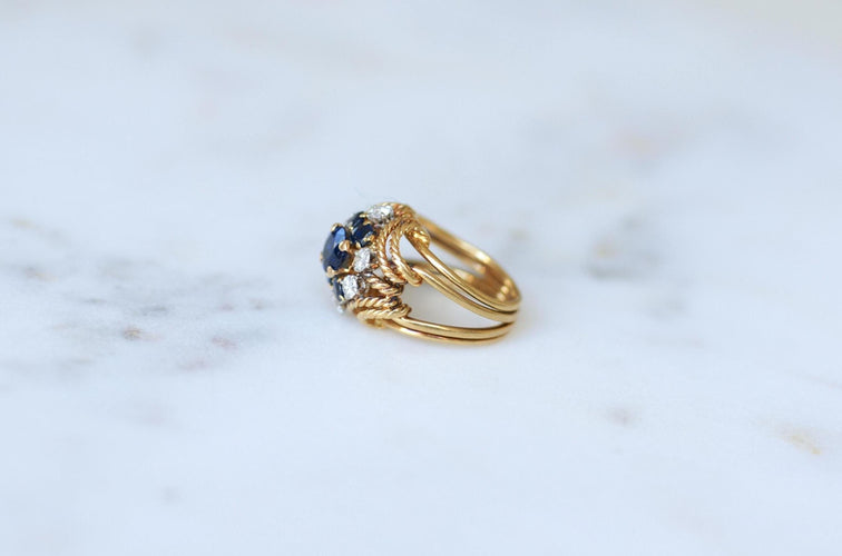 Bague 48 BOUCHERON - Bague Cocktail Saphir, Diamant, Or Jaune 58 Facettes