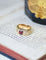 Bague 54 Bague Ancienne Bandeau or jaune, Rubis 1,70 Cts et Diamants 58 Facettes
