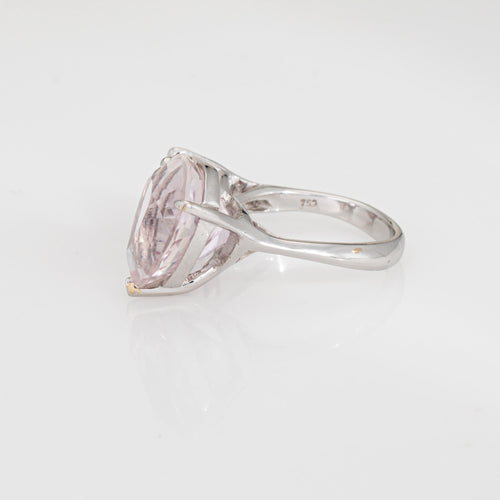 Bague 54.5 Bague ouverte en or blanc 18 carats et tourmaline rose kunzite, taille 7, bijou cocktail vintage 58 Facettes G14140