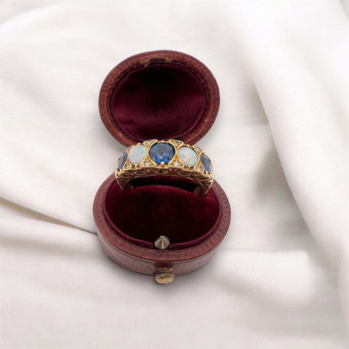 Bague 54 Bague Jarretière Vintage Or, Saphirs, Opales et Diamants 58 Facettes 342