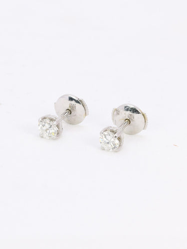 Boucles d'oreilles Puces d'oreilles or blanc diamants ronds 0.7 carat 58 Facettes 1099.32