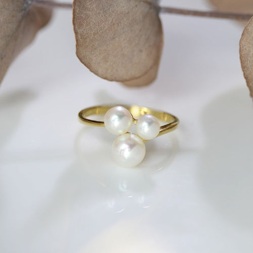 Bague 51 Bague trio perles de culture or jaune 58 Facettes 24-337C