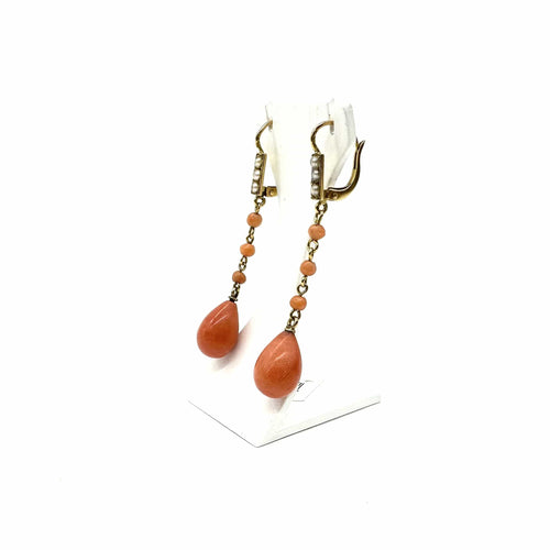 Boucles d'oreilles Boucles d'oreilles or jaune, corail et demi perle 58 Facettes Z15B51736