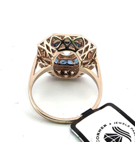 Bague 55 Bague en or jaune 18 carats avec un gros diamant central et des diamants environnants 58 Facettes