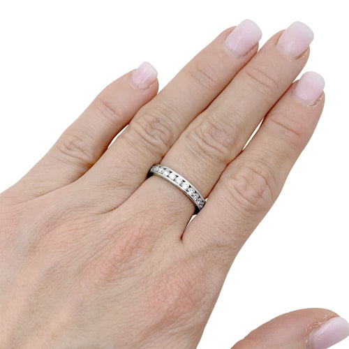 Bague 54 Alliance tour complet platine et diamants. 58 Facettes 35121