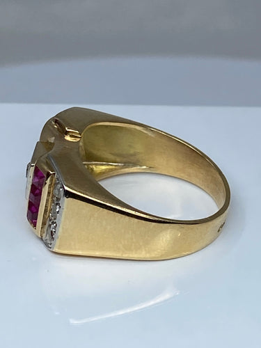 Bague 58 Bague Tank diamants & rubis synthétiques 58 Facettes
