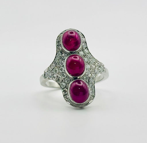 Bague Bague en platine avec rubis et diamants 58 Facettes 50261