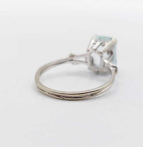 Bague 53 Bague cocktail art déco or blanc aigue marine 58 Facettes A05346