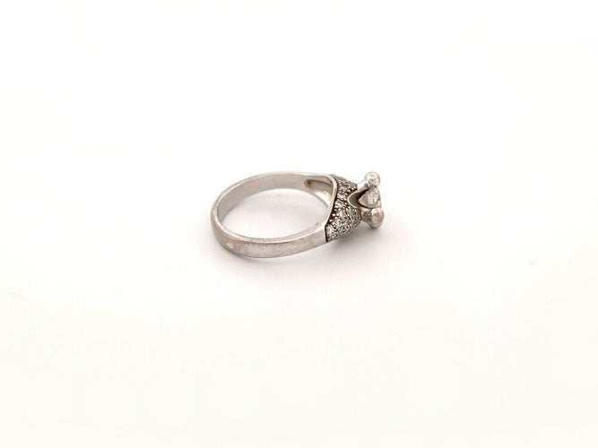 49 bague solitaire diamant 0.76ct t49 or blanc 18k 6.9 gr + anneau 58 Facettes 265666