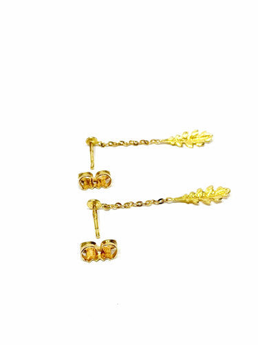 Boucles d'oreilles Paire de boucle d'oreille pendants feuilles en or 58 Facettes 3483