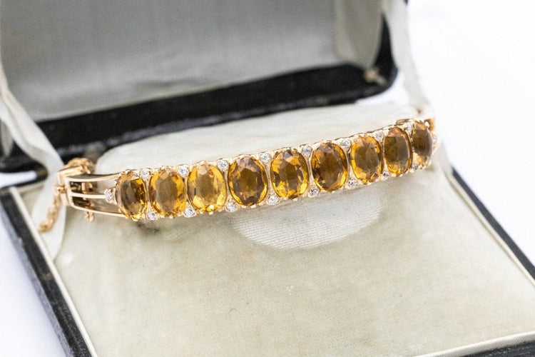 Bracelet Bracelet unique en or avec citrines ovales et diamants 58 Facettes 10592