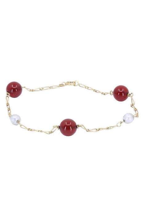 Pearl and carnelian bracelet