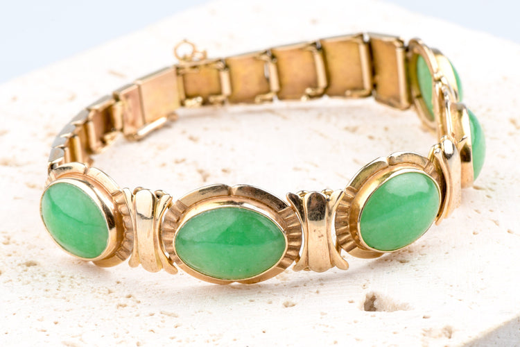 Bracelet Bracelet vintage jade en or jaune 58 Facettes BRJAD14KC631-107