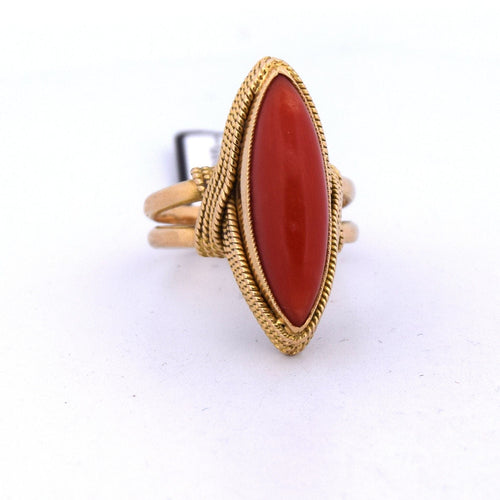 Bague 57 Bague corail en or jaune 58 Facettes