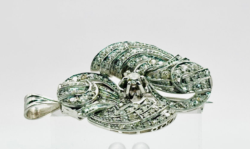 Pendentif Broche et pendentif en platine avec diamants 58 Facettes 50273