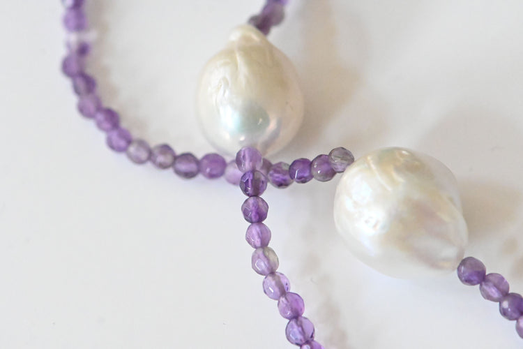 Collier Collier Améthyste Et Perles D'eau Douce 58 Facettes