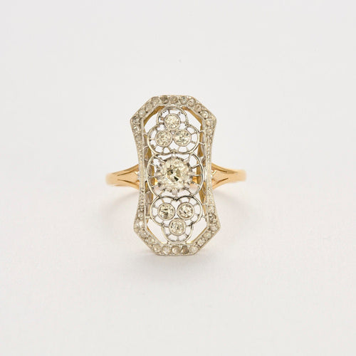 Bague 56 Bague "art Déco" en or, platine et diamants 58 Facettes P20L7