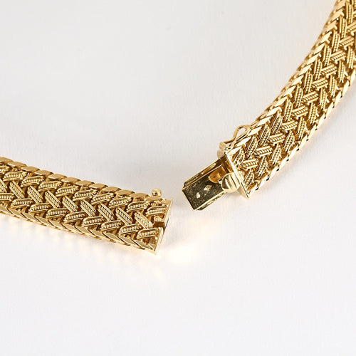 Colier neglijat din aur galben împletit 